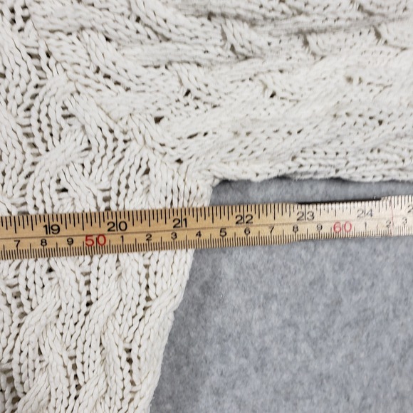 Liz Claiborne Womens Sweater Petite Large Ivory Cable Knit Polo V-Neck Good - Picture 4 of 10